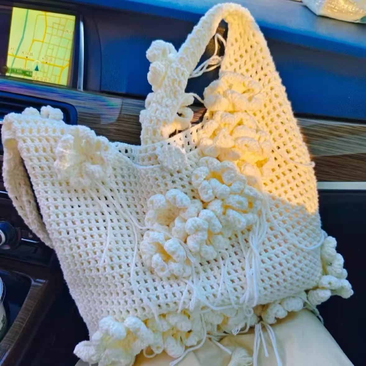 KN2603010 Boho Blossom Fringe Crochet Bag DIY Crochet Kit with Video Tutorial