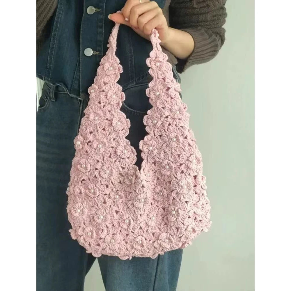 KN2603013 Fairy Sakura Crochet Bag DIY Crochet Kit with Video Tutorial or Handmade Finished Bag