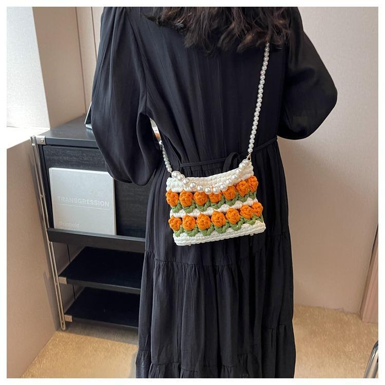 KN2603019 Fairy Tulip Pearl Crochet Bag DIY Crochet Kit with Video Tutorial Bag