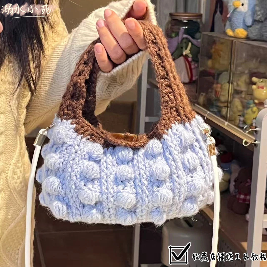 KN2603031 Colorblock Cloud Handbag DIY Crochet Kit with Video Tutorial