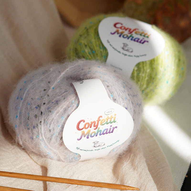 YARN60010 Speckled Silk Mohair Yarn for Crochet & Knitting (Chunky Rainbow Bobble Style)
