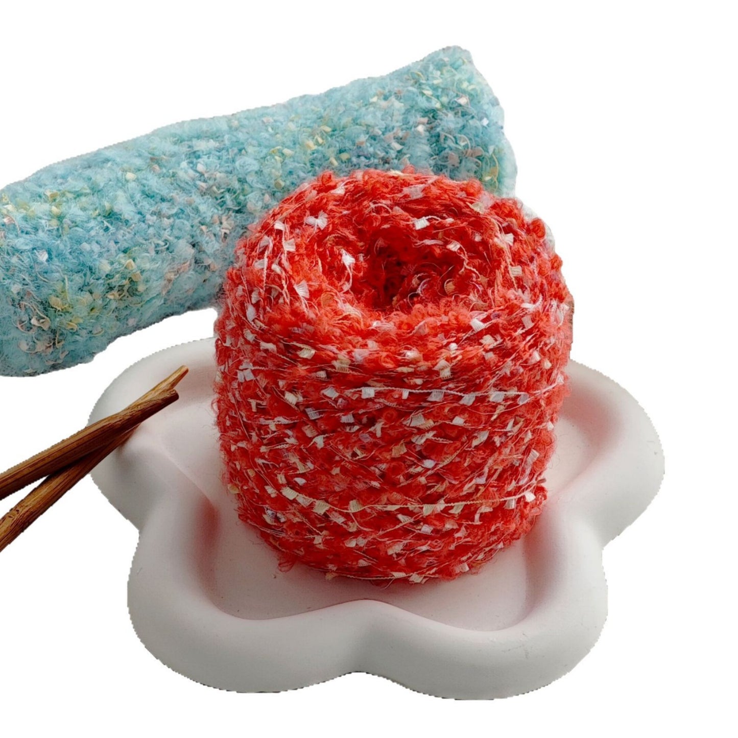 YARN60019 Trendy Loop Yarn with Sequins – Textured DIY Yarn for Crochet Bags, Scarves & Amigurumi Toys