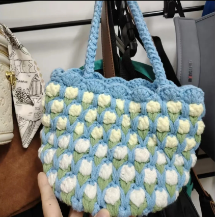 KN2603015 Spring Tulip Crochet Bag DIY Crochet Kit with Video Tutorial