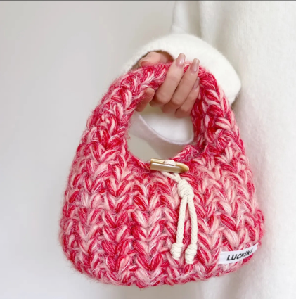 KN2603028 Lovely Heart Hobo Bag DIY Crochet Bag Kit with Step-by-Step Video Tutorial