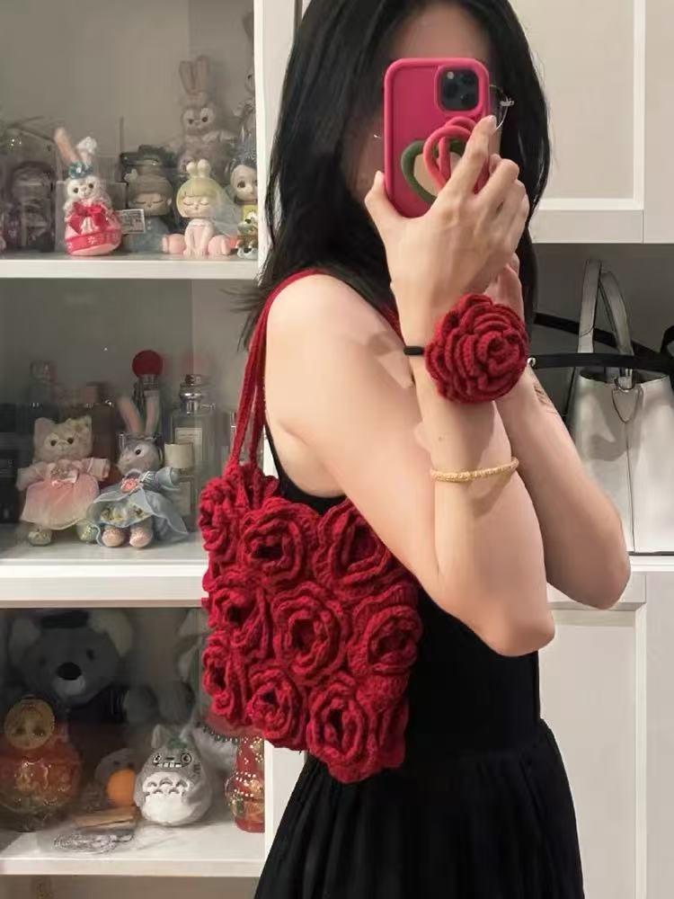 KN2603009 Rose Bloom Crochet Bag DIY Crochet Kit with Video Tutorial