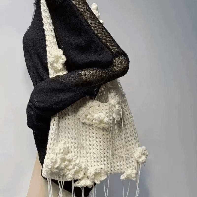 KN2603010 Boho Blossom Fringe Crochet Bag DIY Crochet Kit with Video Tutorial