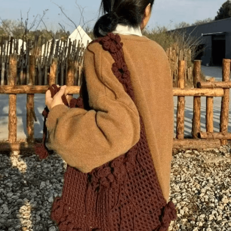 KN2603010 Boho Blossom Fringe Crochet Bag DIY Crochet Kit with Video Tutorial