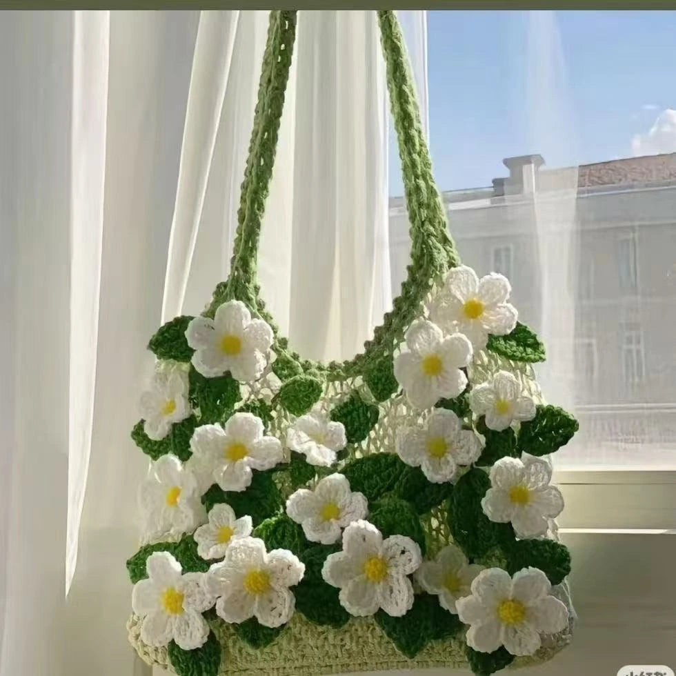 KN2603012 Summer Camellia Crochet Bag DIY Crochet Kit with Video Tutorial