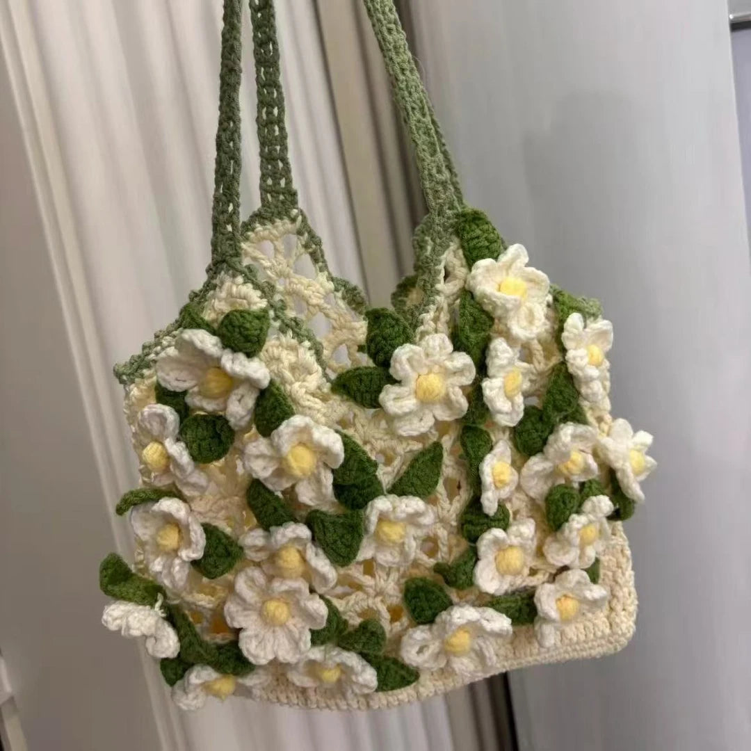 KN2603012 Summer Camellia Crochet Bag DIY Crochet Kit with Video Tutorial