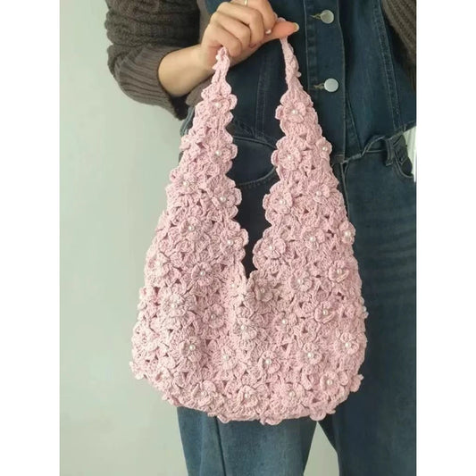 KN2603013 Fairy Sakura Crochet Bag DIY Crochet Kit with Video Tutorial or Handmade Finished Bag