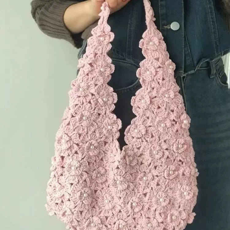 KN2603013 Fairy Sakura Crochet Bag DIY Crochet Kit with Video Tutorial or Handmade Finished Bag