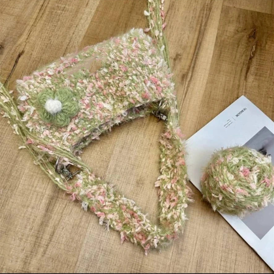 KN2603017 Dreamy Cloud Fringe Bag DIY Crochet  Kit with Video Tutorial or Handmade Bag