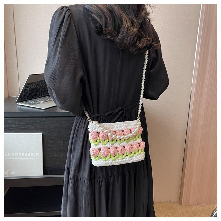 KN2603019 Fairy Tulip Pearl Crochet Bag DIY Crochet Kit with Video Tutorial  Bag
