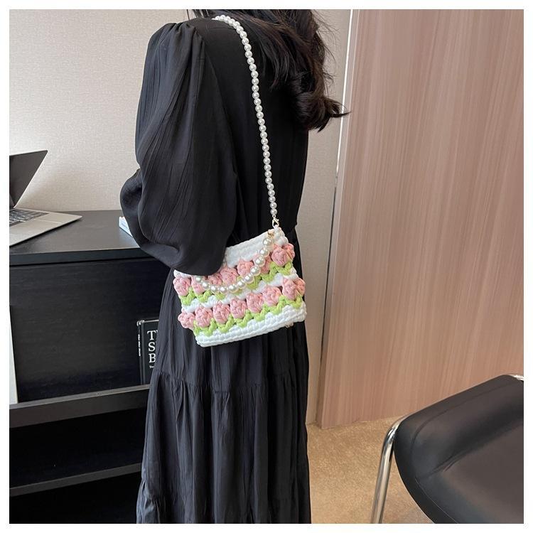 KN2603019 Fairy Tulip Pearl Crochet Bag DIY Crochet Kit with Video Tutorial  Bag
