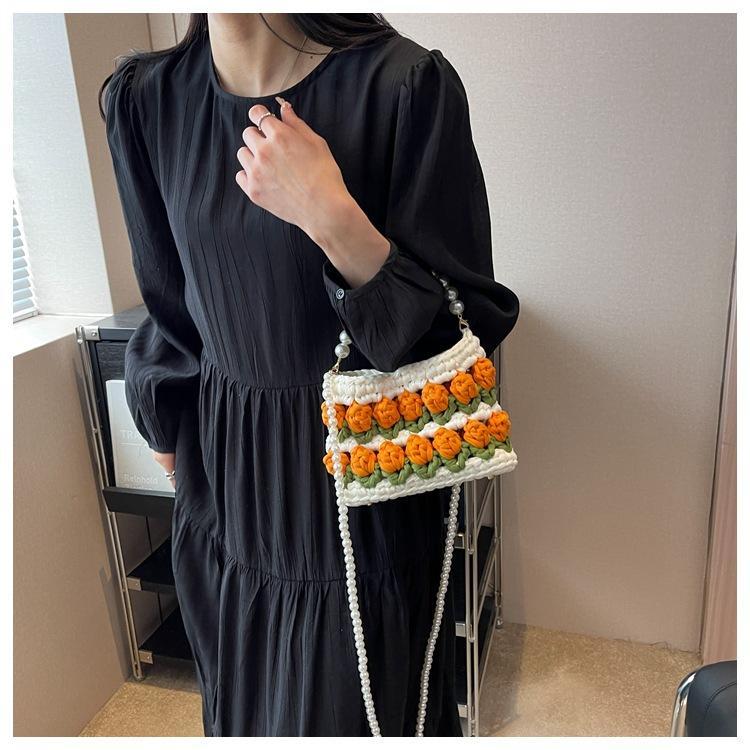 KN2603019 Fairy Tulip Pearl Crochet Bag DIY Crochet Kit with Video Tutorial  Bag