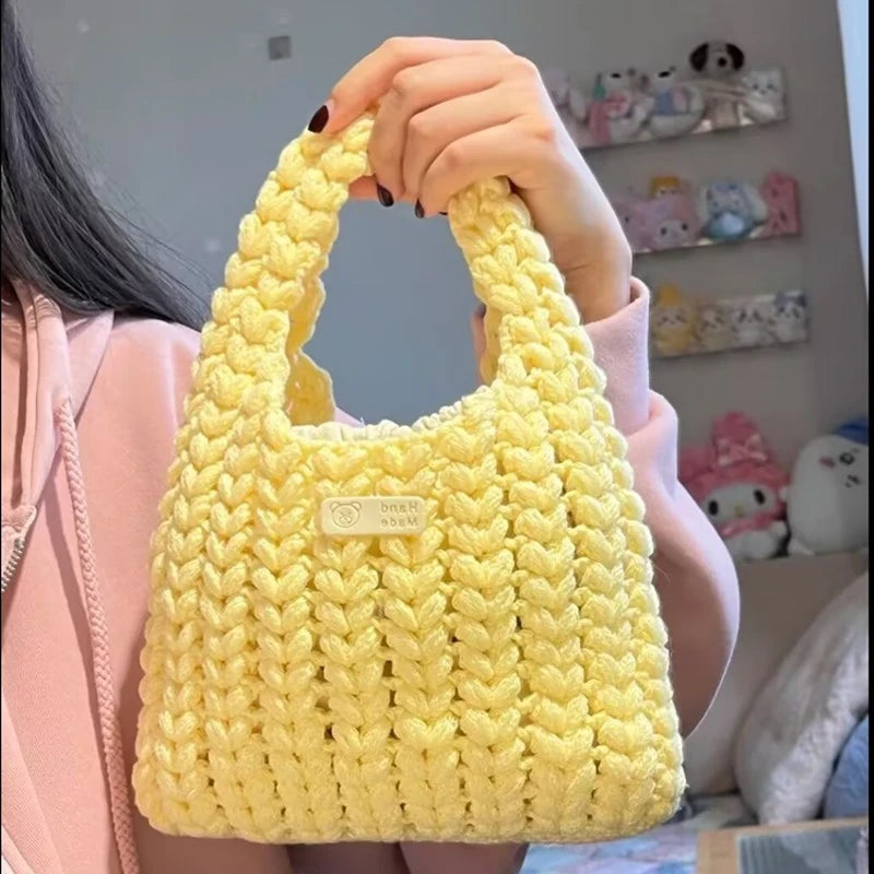 KN2603021 Sparkling Heart Knit Egg Bag DIY Crochet Kit with Video Tutorial or Handmade Finished Bag
