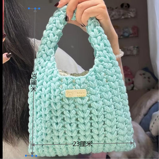 KN2603021 Sparkling Heart Knit Egg Bag DIY Crochet Kit with Video Tutorial or Handmade Finished Bag