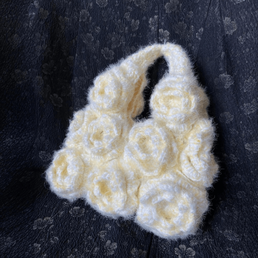 KN2603022 Vintage Rose Crochet Bag DIY Crochet Kit with Video Tutorial or Handmade Finished Bag