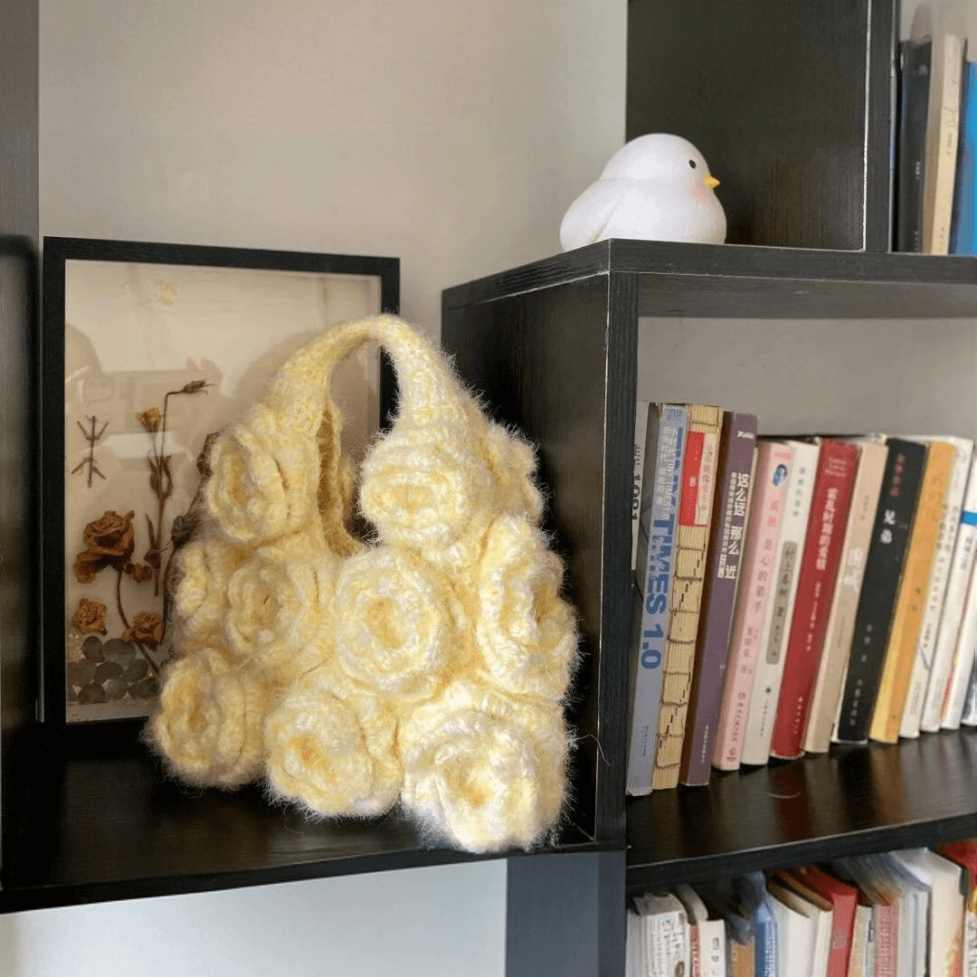 KN2603022 Vintage Rose Crochet Bag DIY Crochet Kit with Video Tutorial or Handmade Finished Bag