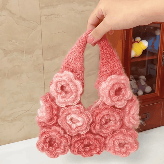 KN2603022 Vintage Rose Crochet Bag DIY Crochet Kit with Video Tutorial or Handmade Finished Bag