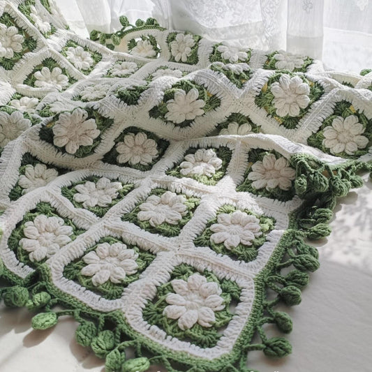 KN2603024 Snow Chrysanthemum Crochet Blanket DIY Crochet Kit with Video Tutorial or Handmade Finished Blanket