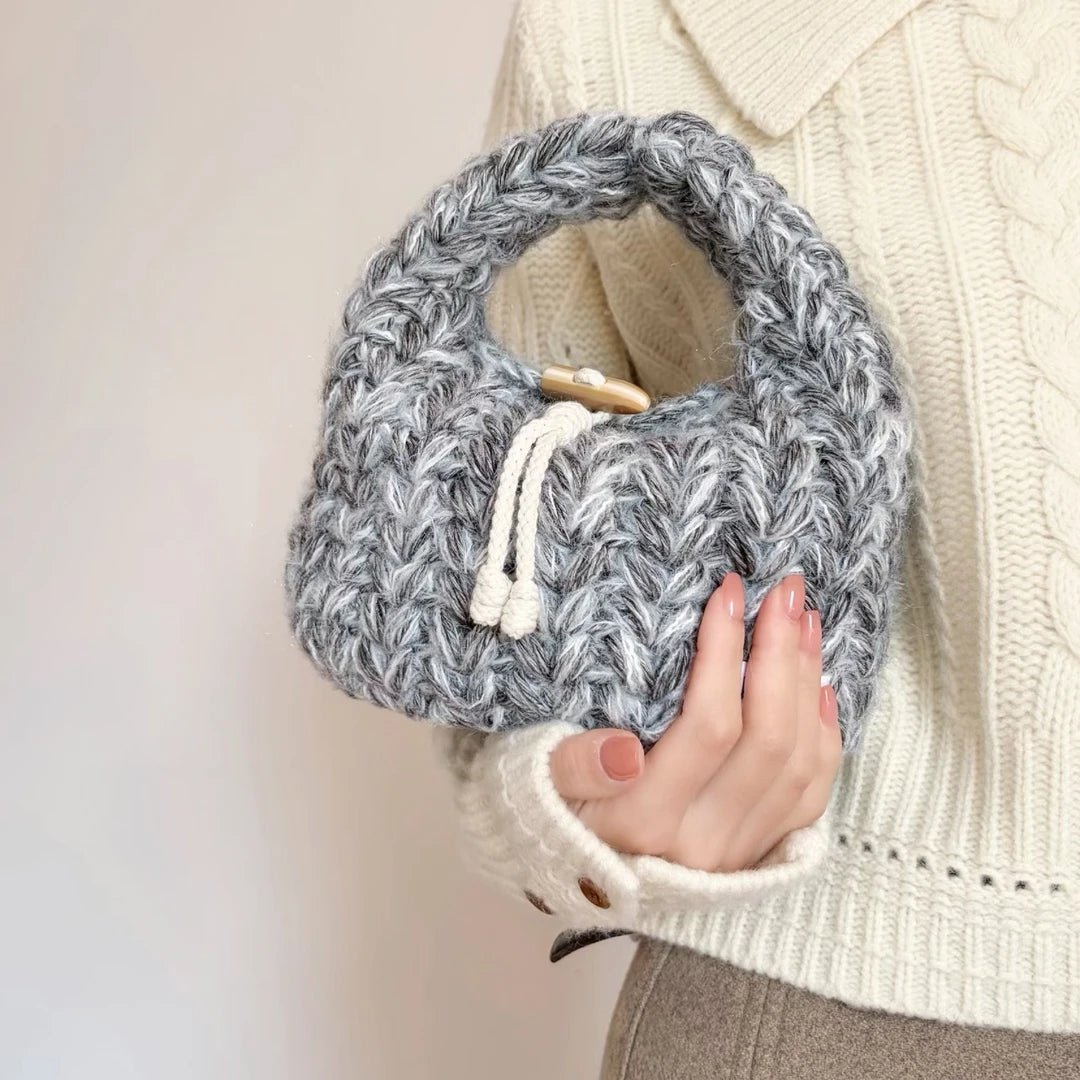 KN2603028 Lovely Heart Hobo Bag DIY Crochet Bag Kit with Step-by-Step Video Tutorial