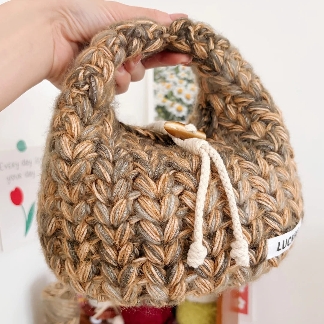 KN2603028 Lovely Heart Hobo Bag DIY Crochet Bag Kit with Step-by-Step Video Tutorial