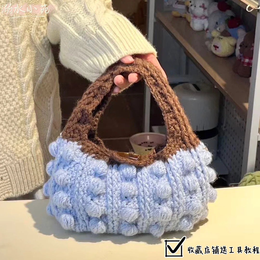 KN2603031 Colorblock Cloud Handbag DIY Crochet Kit with Video Tutorial