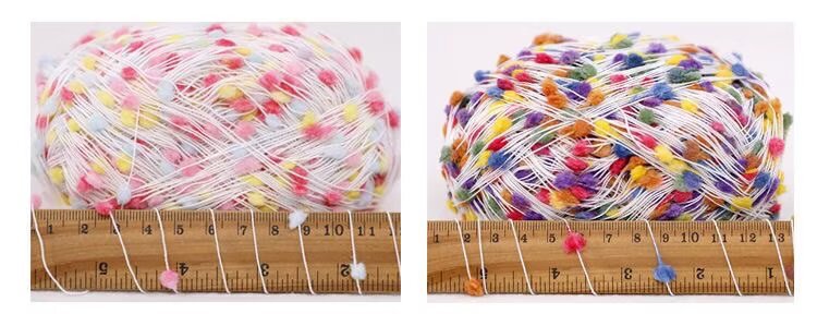 YARN60003 Pom Pom Texture Yarn | Colorful Bobble Yarn for Scarves & Creative Knitting Projects