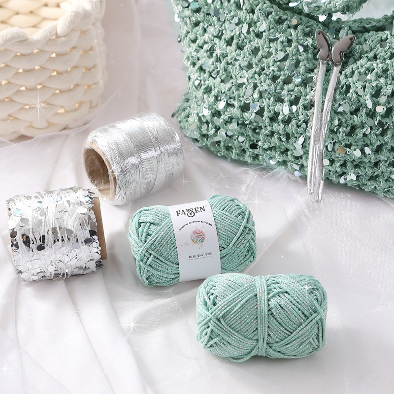 YARN60004 Metallic Shimmer Yarn for DIY Bags | Sparkly Yarn for Crochet Shoulder & Dumpling Bags