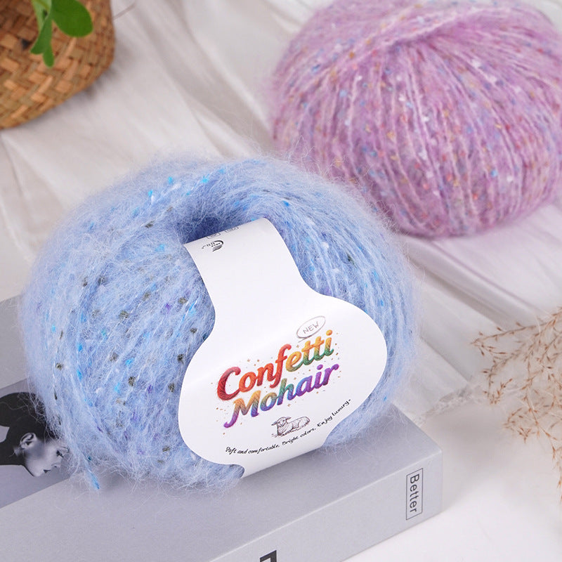 YARN60010 Speckled Silk Mohair Yarn for Crochet & Knitting (Chunky Rainbow Bobble Style)