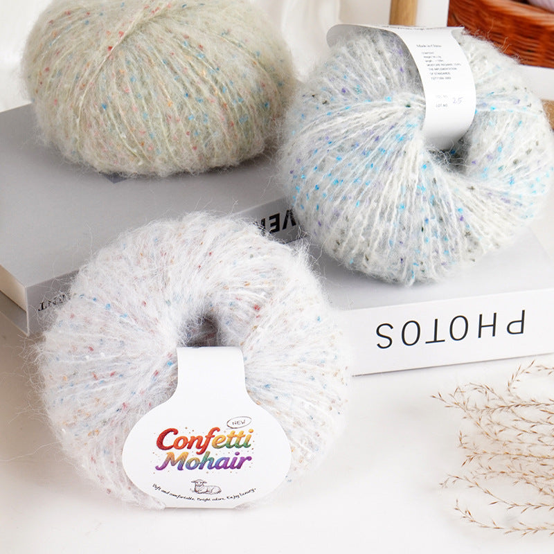 YARN60010 Speckled Silk Mohair Yarn for Crochet & Knitting (Chunky Rainbow Bobble Style)
