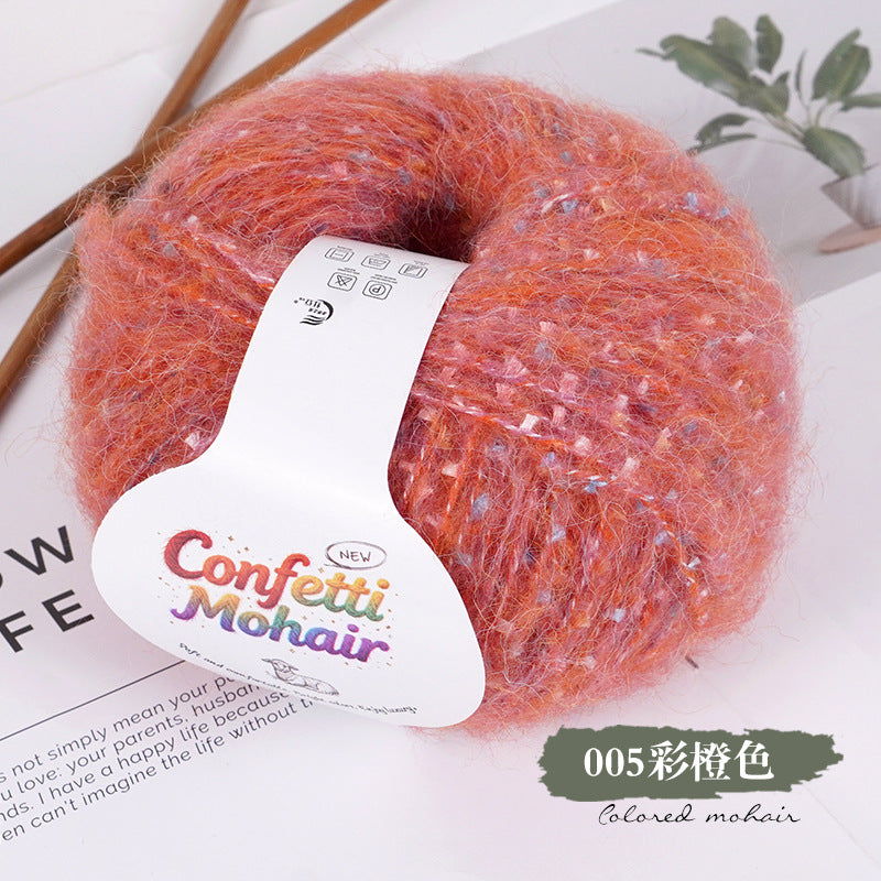 YARN60010 Speckled Silk Mohair Yarn for Crochet & Knitting (Chunky Rainbow Bobble Style)