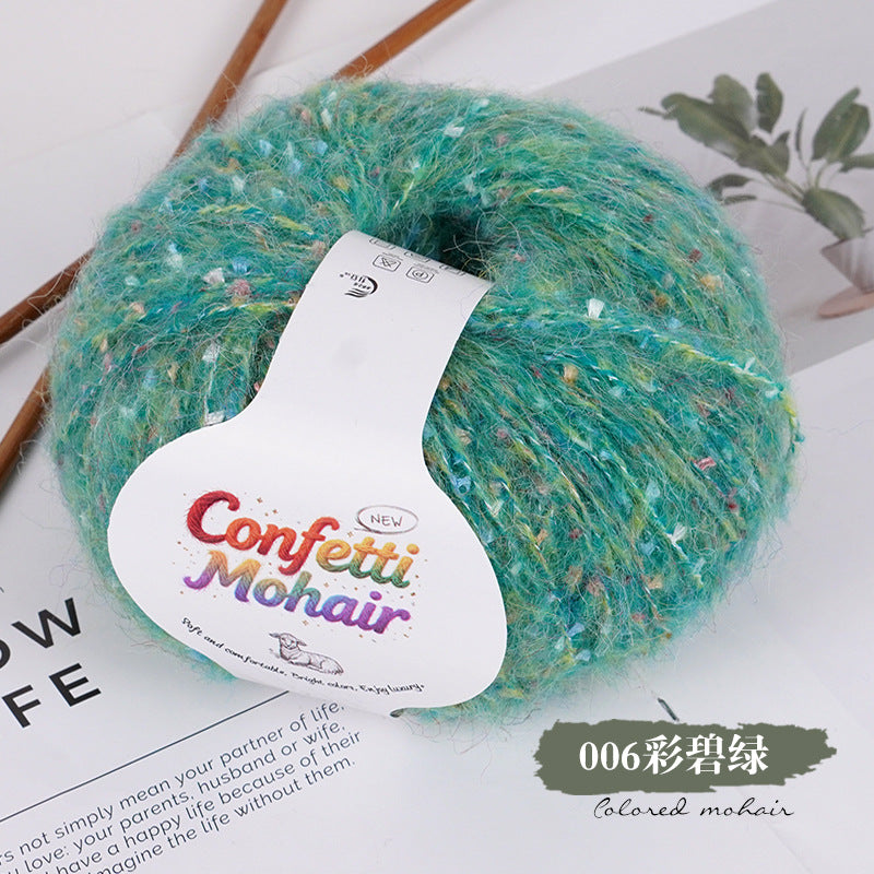 YARN60010 Speckled Silk Mohair Yarn for Crochet & Knitting (Chunky Rainbow Bobble Style)