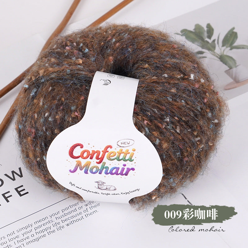 YARN60010 Speckled Silk Mohair Yarn for Crochet & Knitting (Chunky Rainbow Bobble Style)