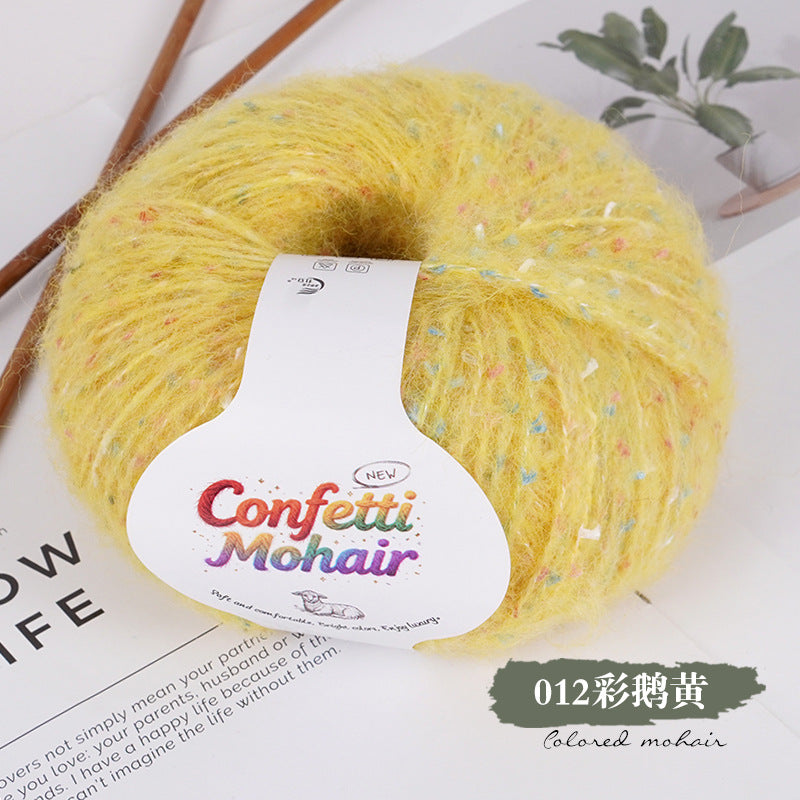 YARN60010 Speckled Silk Mohair Yarn for Crochet & Knitting (Chunky Rainbow Bobble Style)