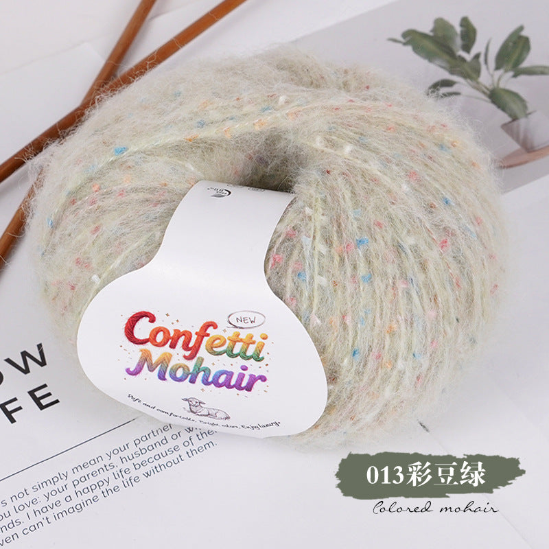 YARN60010 Speckled Silk Mohair Yarn for Crochet & Knitting (Chunky Rainbow Bobble Style)