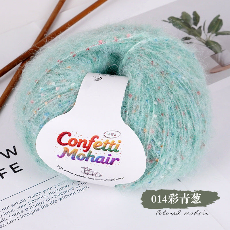 YARN60010 Speckled Silk Mohair Yarn for Crochet & Knitting (Chunky Rainbow Bobble Style)