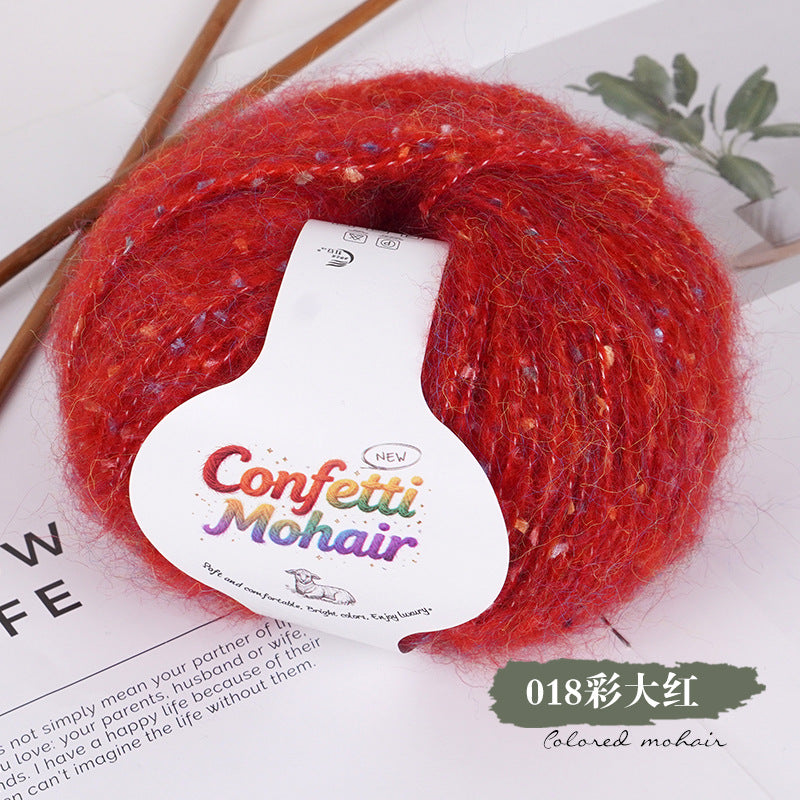 YARN60010 Speckled Silk Mohair Yarn for Crochet & Knitting (Chunky Rainbow Bobble Style)