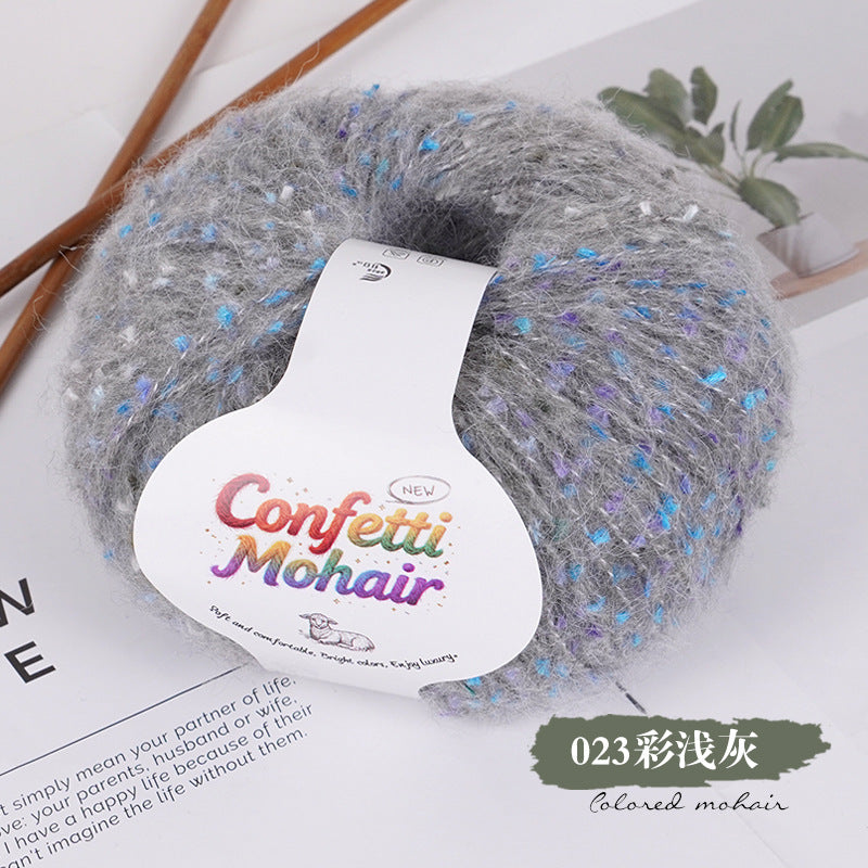 YARN60010 Speckled Silk Mohair Yarn for Crochet & Knitting (Chunky Rainbow Bobble Style)