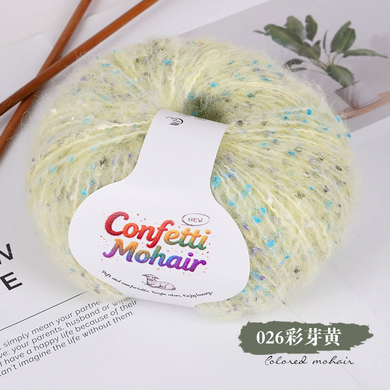 YARN60010 Speckled Silk Mohair Yarn for Crochet & Knitting (Chunky Rainbow Bobble Style)