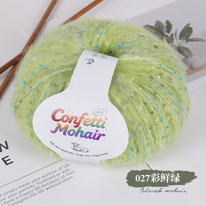 YARN60010 Speckled Silk Mohair Yarn for Crochet & Knitting (Chunky Rainbow Bobble Style)