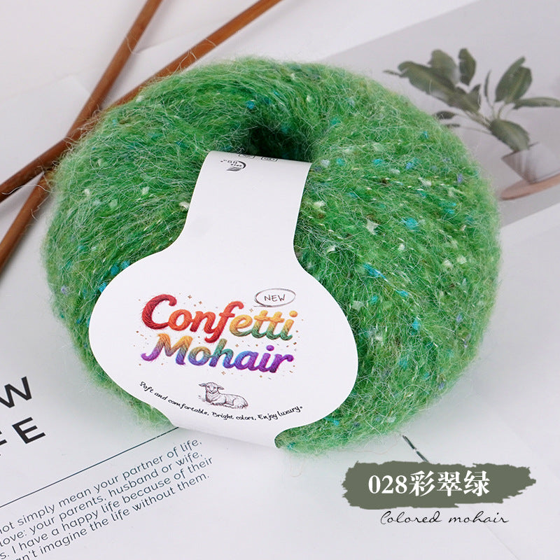 YARN60010 Speckled Silk Mohair Yarn for Crochet & Knitting (Chunky Rainbow Bobble Style)