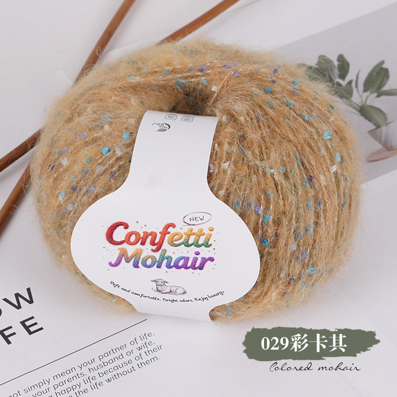 YARN60010 Speckled Silk Mohair Yarn for Crochet & Knitting (Chunky Rainbow Bobble Style)