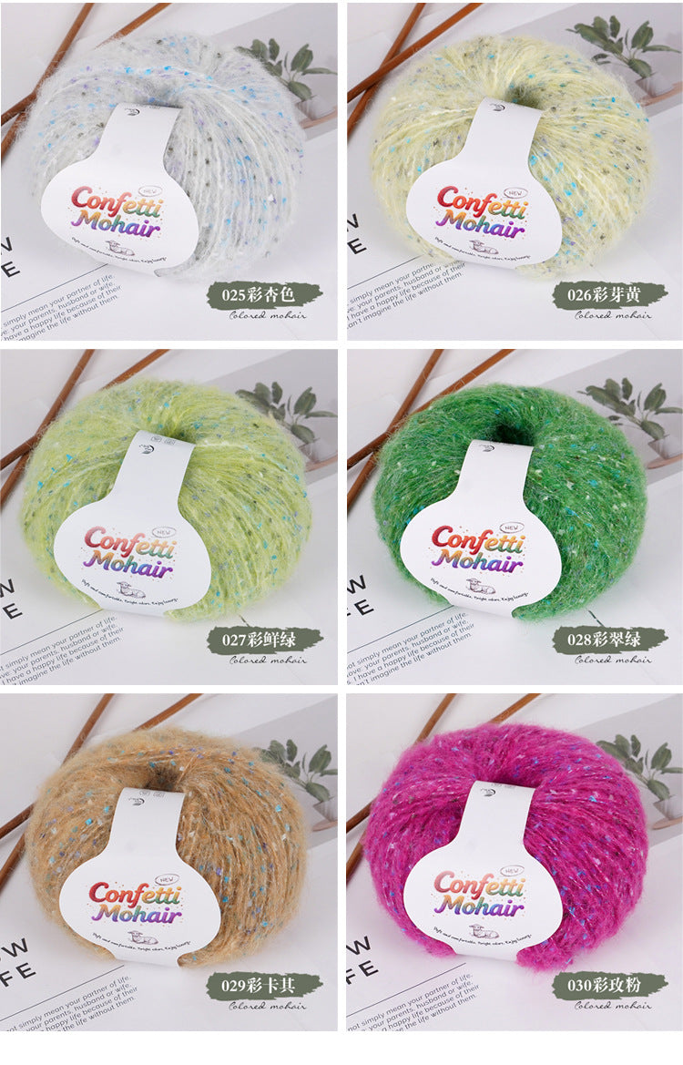 YARN60010 Speckled Silk Mohair Yarn for Crochet & Knitting (Chunky Rainbow Bobble Style)