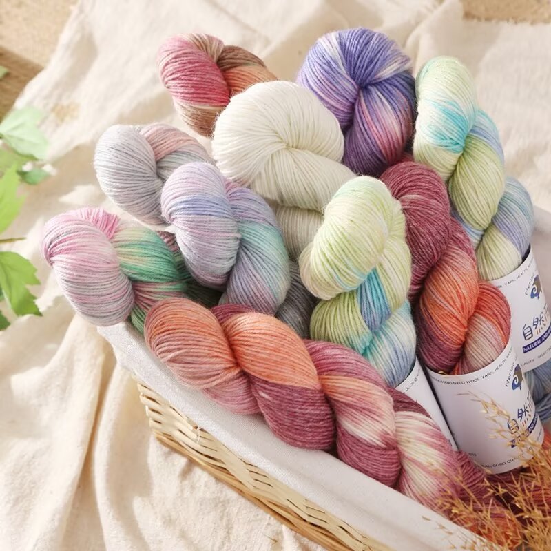 YARN60011 Hand-Dyed Gradient Wool Mohair Yarn for Crochet & Knitting (Scarf, Shawl & Sweater DIY)