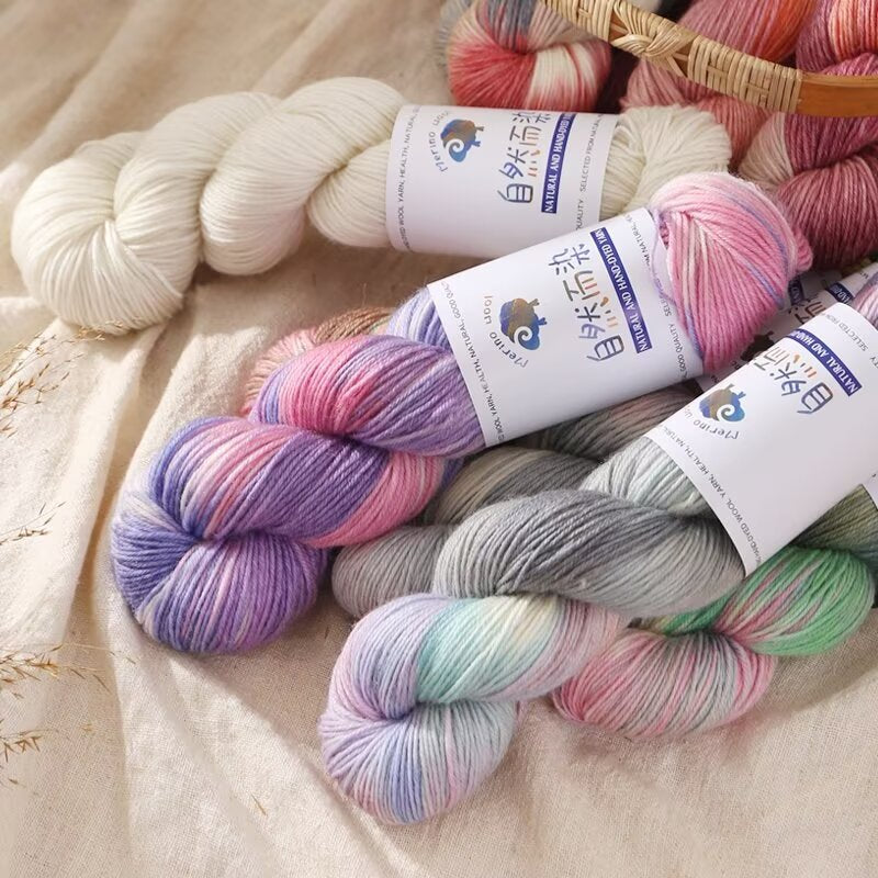 YARN60011 Hand-Dyed Gradient Wool Mohair Yarn for Crochet & Knitting (Scarf, Shawl & Sweater DIY)