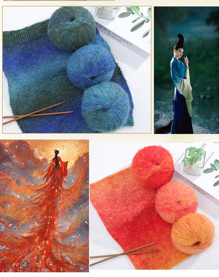 YARN60012 Floral Mohair Yarn for Crochet & Knitting – Fine Art-Inspired Yarn for Scarves & Shawls DIY