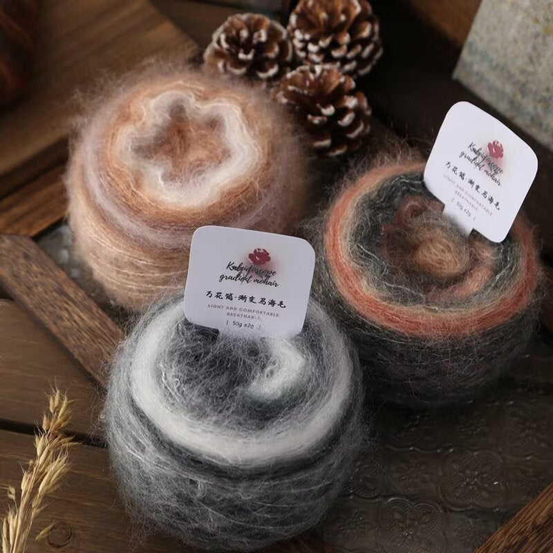 YARN60013 Kaleidoscope Gradient Mohair Yarn for Crochet & Knitting DIY