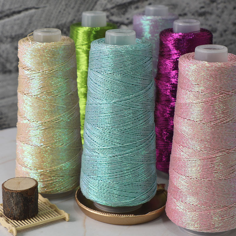 YARN60014 Trendy Metallic Silver Core-Spun Yarn for Crochet Bags – Shiny Statement Yarn